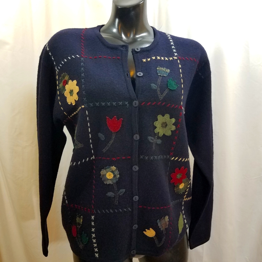 Talbots Patchwork Grandma Cardigan